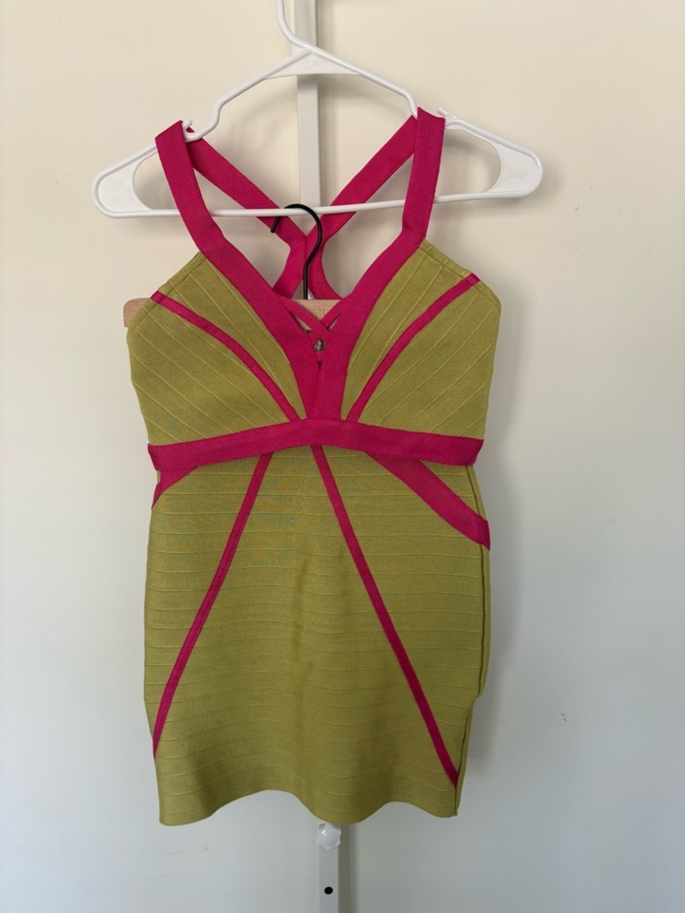 WOW Couture Olive Green & Pink Bandage Bodycon Skirt Set Size M